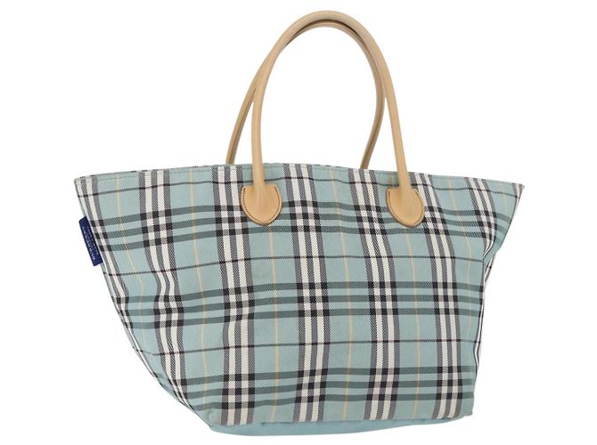 Burberry Nova Check Blue Label Handtasche aus Nylon hellblau silber authentisch bs34397