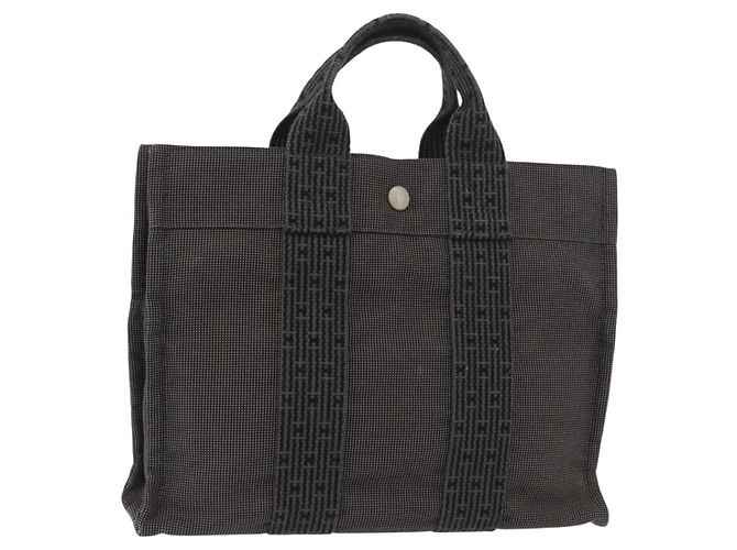 Hermès HERMES Handtasche Her Line PM Canvas Grau Auth YKZ1107 Braun