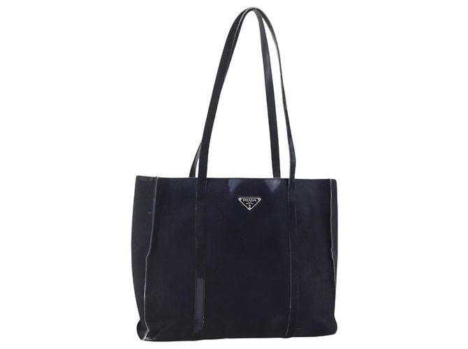 Borsa Tote PRADA in pelle Harako blu navy Auth 167194