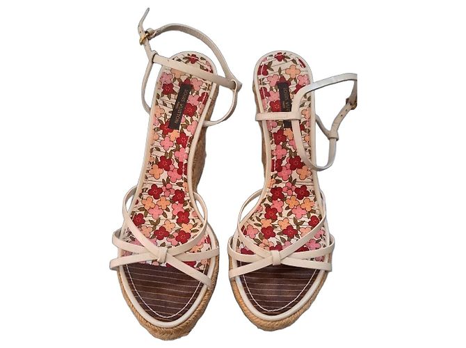 Louis Vuitton Keilsandaletten Leder Eggshell Aus weiß