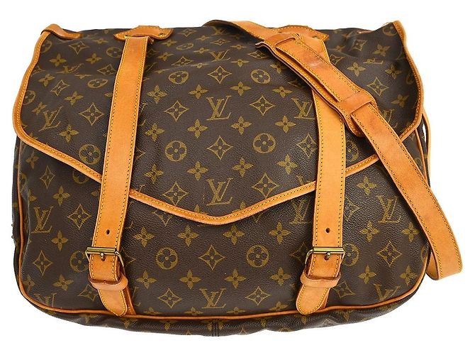 Bolsa Saumur Louis Vuitton em canvas Monogram 43 Marrom