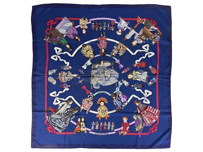 Bufanda Hermès Carré 90 HELLO DOLLY Azul Multicolor