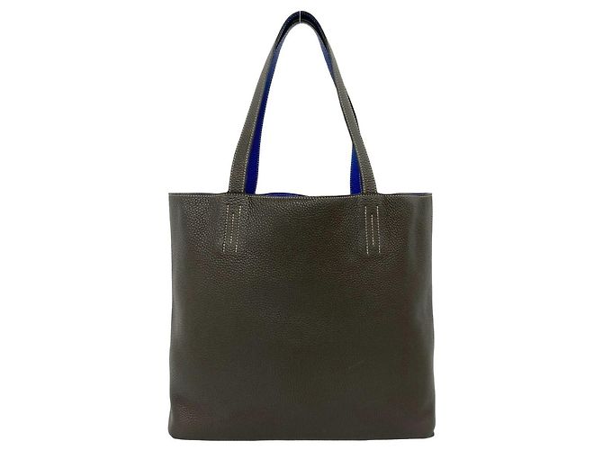 Bolsa Tote Double Sens 45 Hermès Marrom Azul