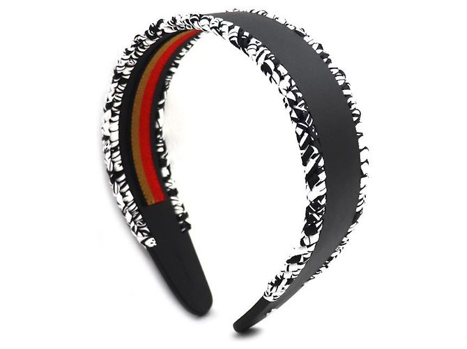 Accessorio per capelli in seta Swift Sellier Grace di Hermès Nero Bianco