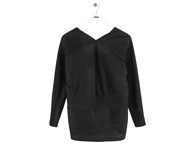 Pleats Please Schwarze Bluse