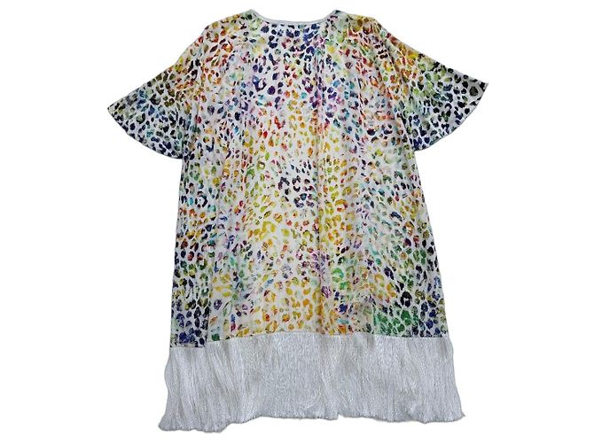 Autre Marque Kimono Athena Procopiou en soie imprimé abstrait multicolore