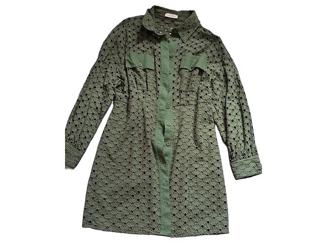 Vestido Sandro de algodão cáqui Caqui