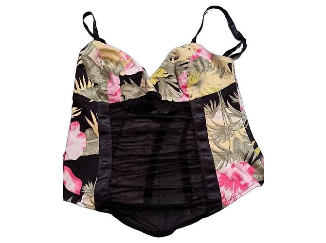 Autre Marque Bustier Floreale in Cotone ed Elastan Multicolore