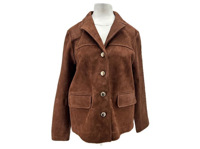 Maje Brown Suede Jacket Beige