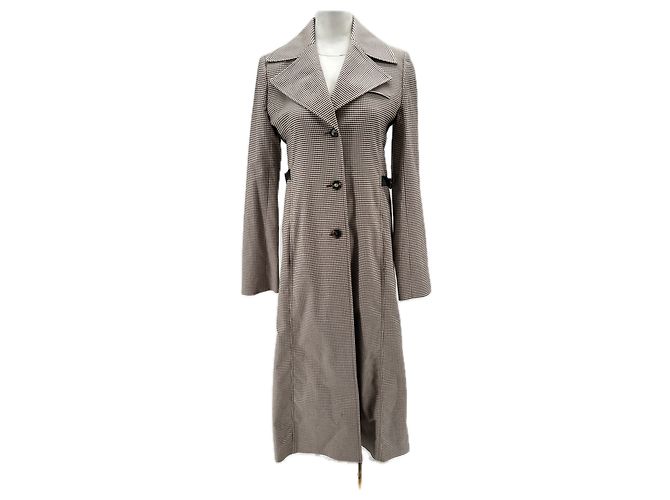 Courreges Abrigo largo beige a cuadros
