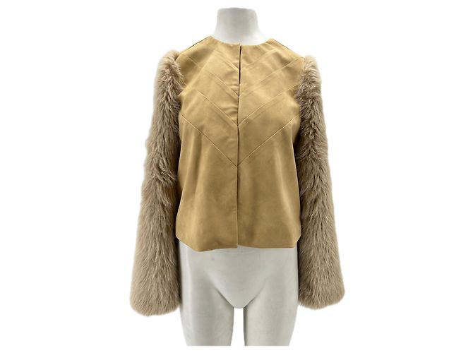 Autre Marque Veste daim et fourrure Beige