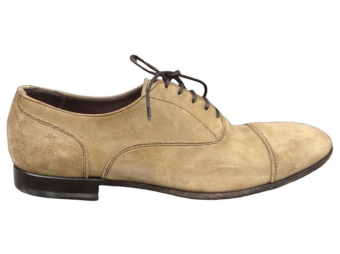 Autre Marque Richelieu Georges Verde in Camoscio Beige 