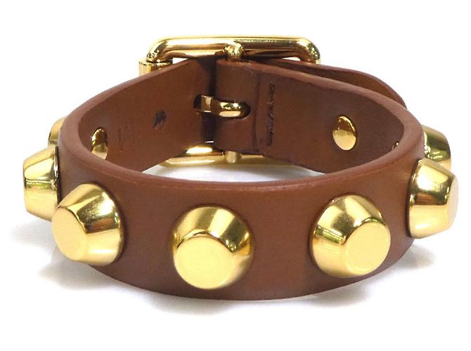 Pulseira de charme de couro marrom Prada