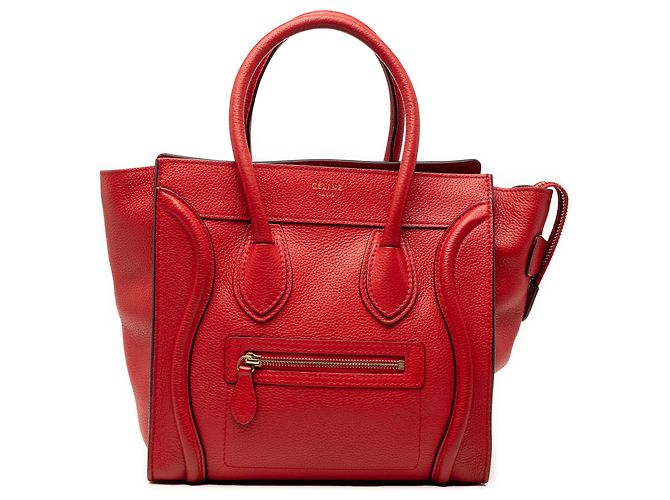 Céline Bolso de viaje Luggage en micro piel de ternera roja Celine