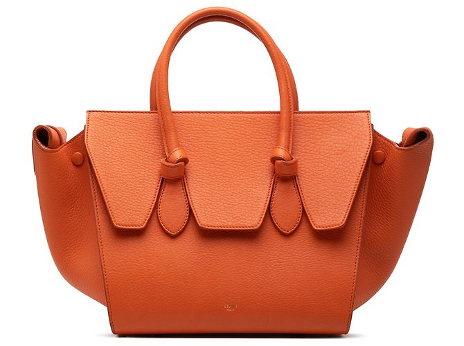Céline Bolsa de mão Celine em couro de bezerro texturizado laranja com nó