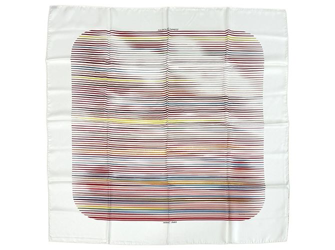 Sciarpa Hermès Carré 90 Faubourg Express Bianco Multicolore