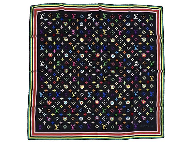 Sciarpa in seta Monogram Louis Vuitton Marrone Nero Multicolore Monogramma 