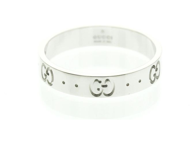 Gucci Icon 18K Weißgold Bandring Silber