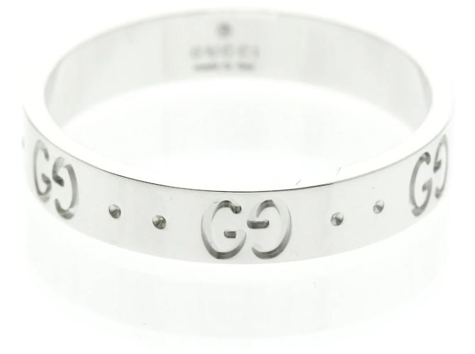 Gucci Icon 18K Weißgold Bandring Silber