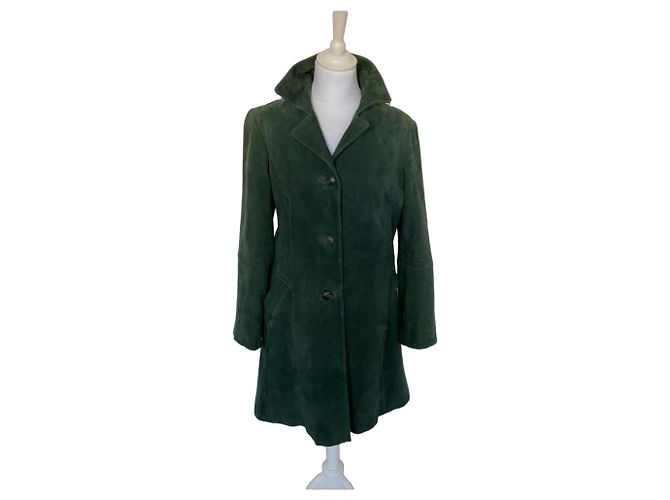 New khaki suede coat by Gerard Darel Dark green