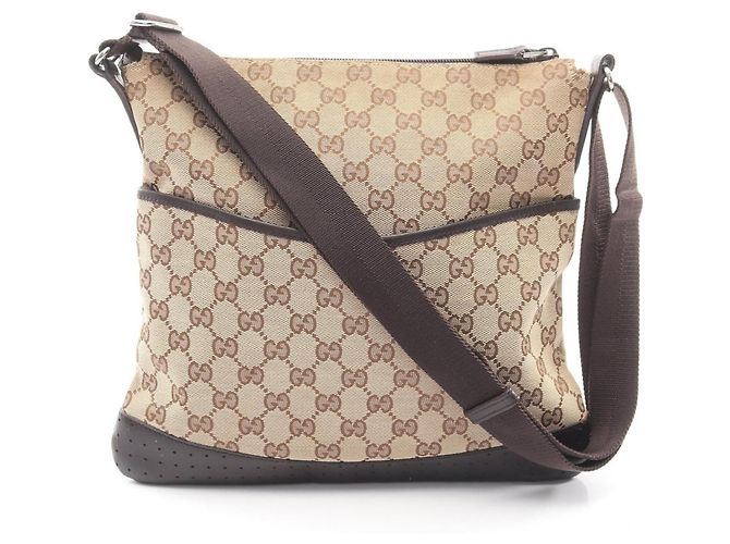 Gucci GG Canvas Schultertasche Braun Beige