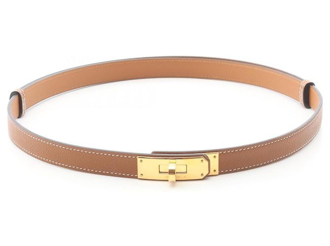 Cinto Kelly Hermès em couro Epsom Marrom Dourado