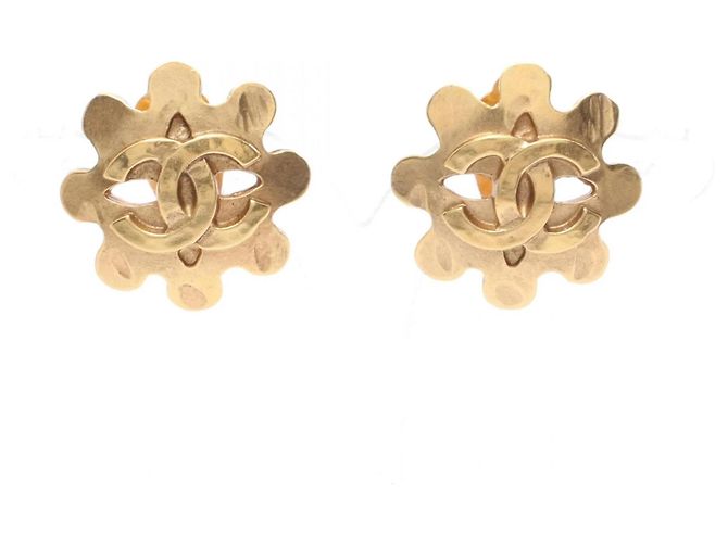 Boucles d'oreilles clips en plaqué or Chanel Coco Mark Doré
