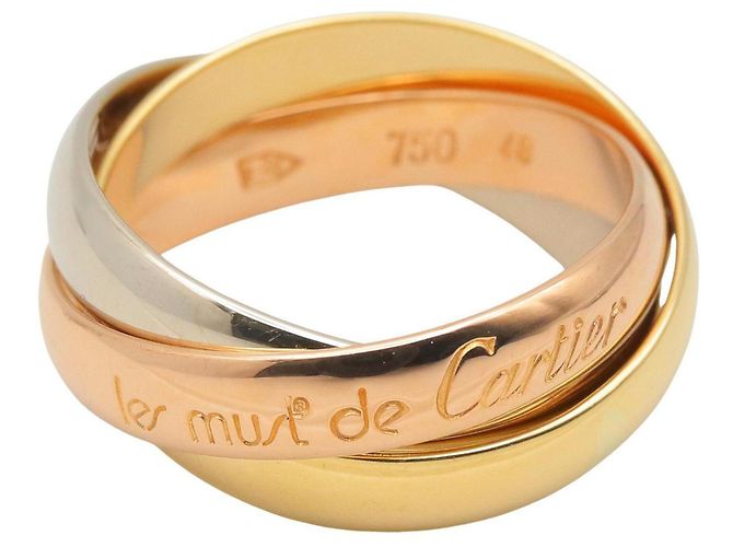 Anello Trinity Cartier Oro Rosa Bianco e Giallo 18K Argento D'oro