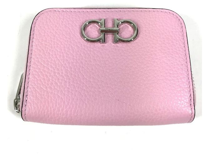 Gancini Monedero de cuero rosa Salvatore Ferragamo
