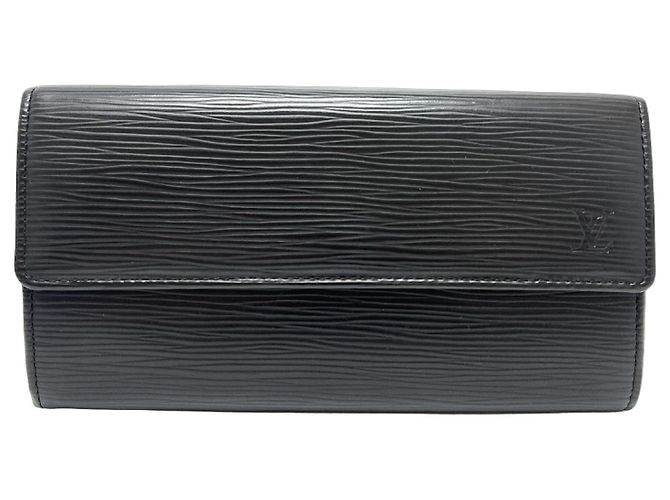 Sarah Louis Vuitton M63742 Long Bi-Fold Wallet Black