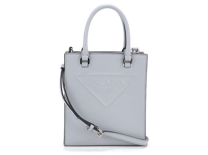 Tote Sac à main mini triangle logo Prada Bleu