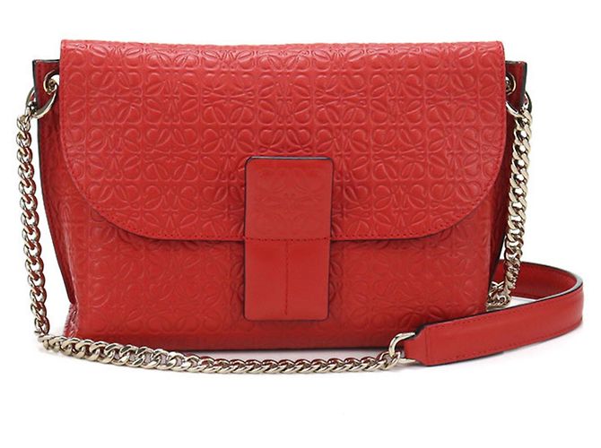 Borsa a spalla in pelle di vitello rossa Loewe Rosso