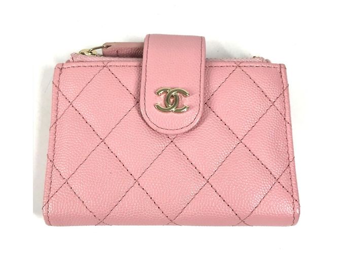 Estuche de tarjetas de visita acolchado rosa Chanel