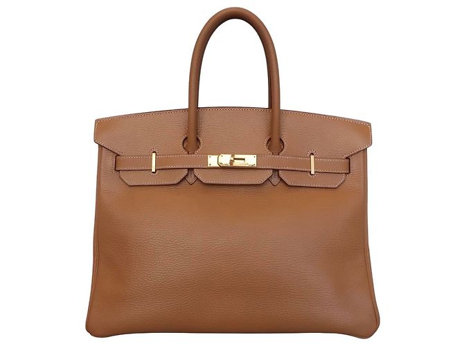 Bolsa Hermès Birkin em Ardennes marrom com hardware dourado 35