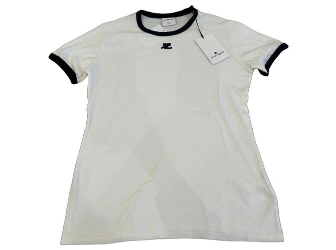Courreges Camiseta Courrèges com acabamento contrastante de algodão branco