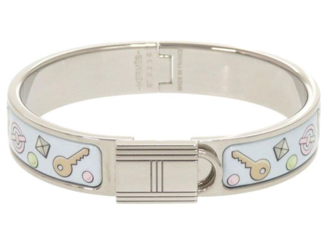 Hermès Hermes Light Blue and Silver Metal Bangle Silvery 