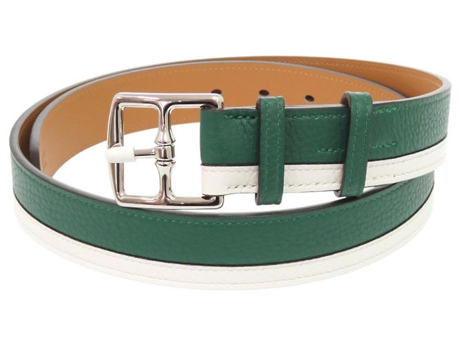 Hermès Hermes Etrivière Leather Bicolor Belt White Green