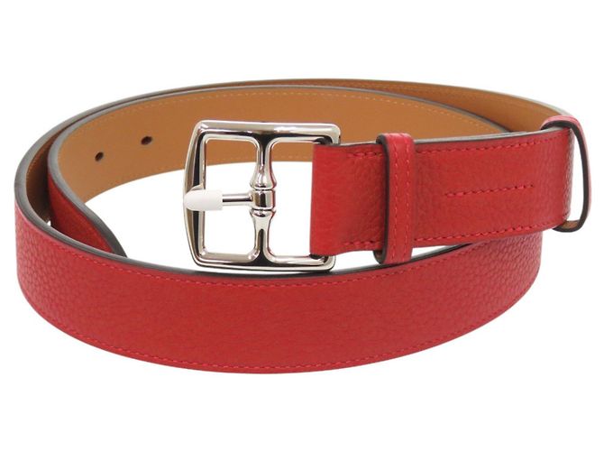 Etrivière Ledergürtel von Hermès Silber Rot