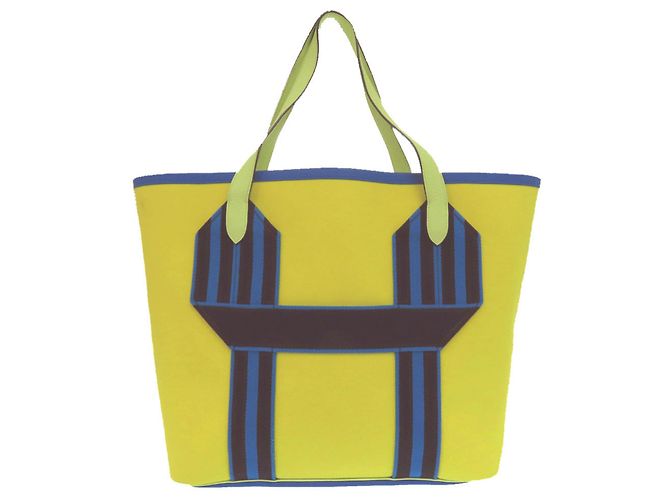 Sac Tote Pure Sangle Hermès Bleu Doré Jaune