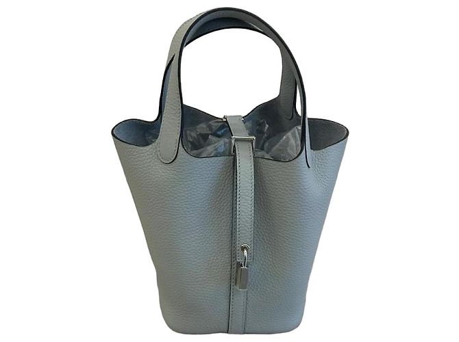 Hermès Picotin Lock 18 de cuero Bleu Glacier con paladio Azul