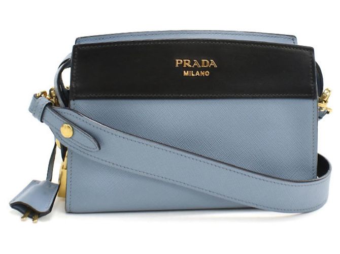 Bolsa de ombro de couro azul PRADA