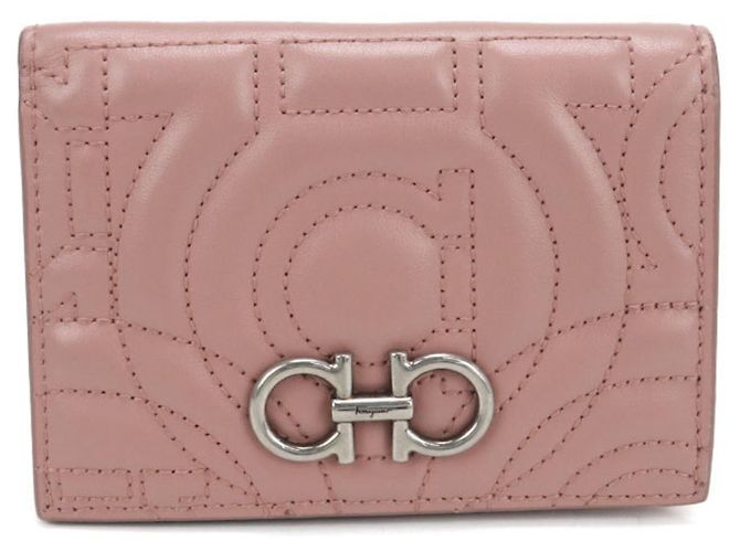 Gancini Billetera bi-fold rosa Salvatore Ferragamo