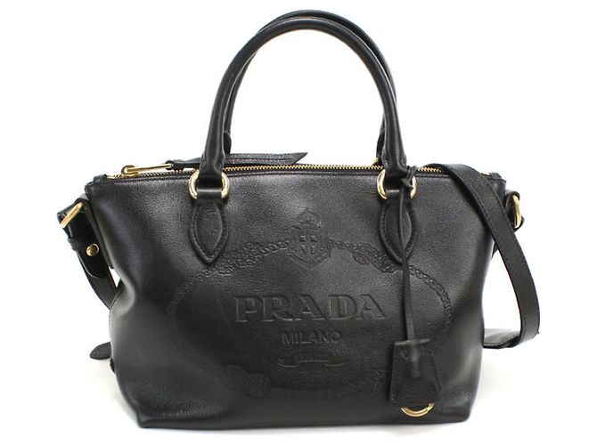 Bolsa de couro preta Prada Preto