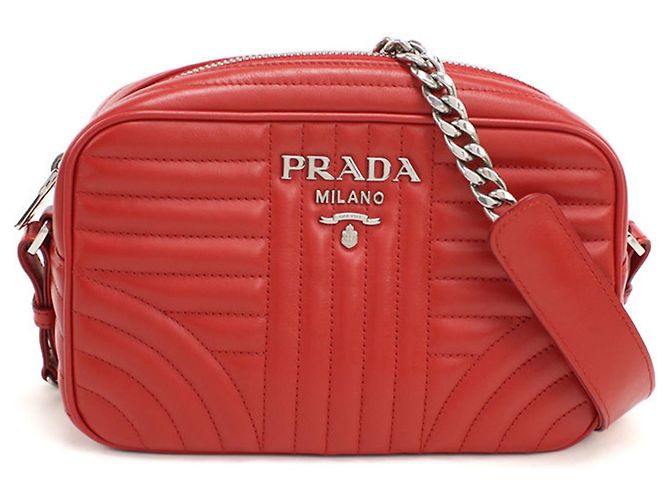 Bolsa de ombro de couro vermelho Prada