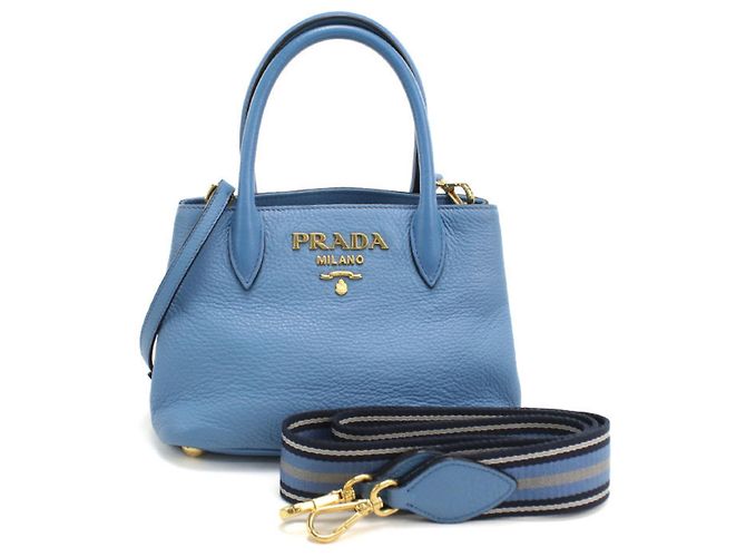 Bolsa de couro azul Prada