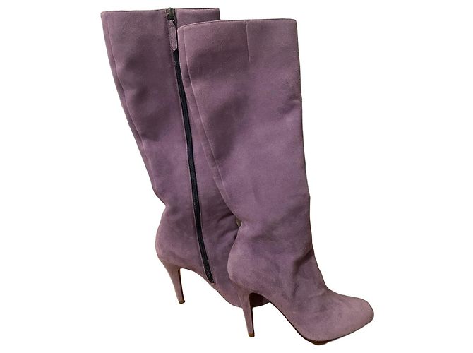 Valentino Wildlederstiefel Lila 10 cm Absatz