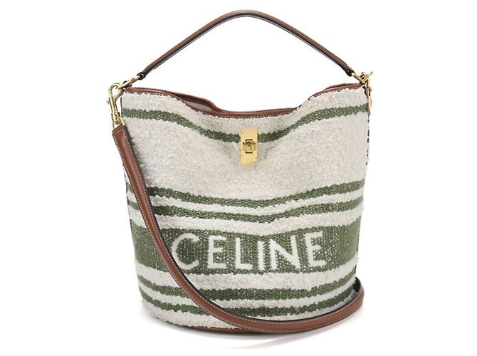 Céline Celine 2-Wege Eimer Tasche Weiß