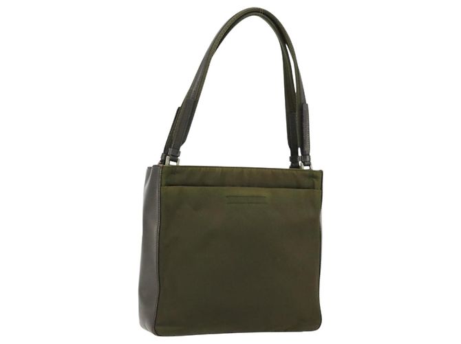 PRADA Sac à main en nylon kaki argent authentique 175268 Argenté