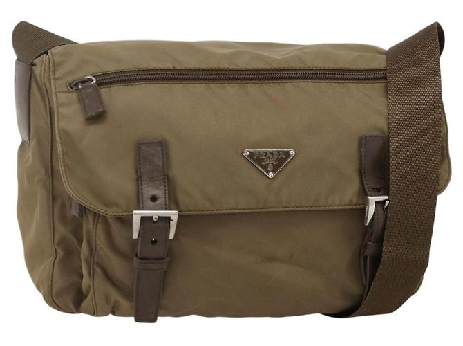 Borsa a Spalla PRADA Nylon Beige Argento Autentica 175788