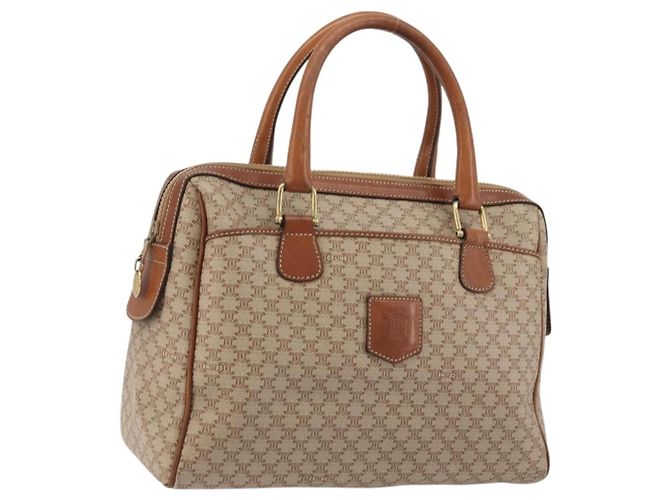 Céline CELINE Macadam Canvas Handtasche PVC Beige Gold Auth ka3988A Golden
